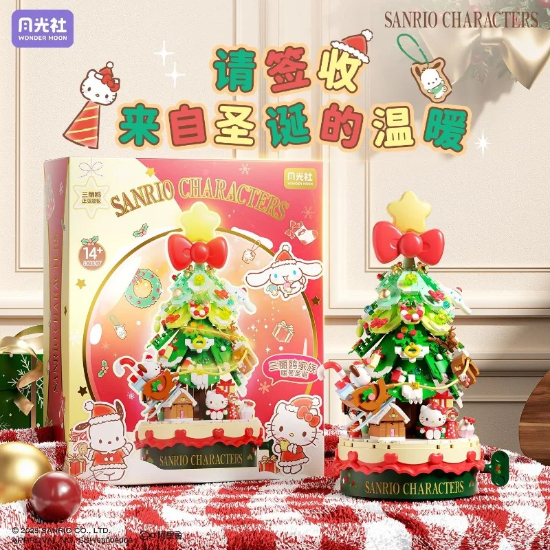 

Sanrio Christmas Tree Music Box Building Blocks with Lighting Desktop Decor Puzzle Assemble for Kids Xmas Gift
