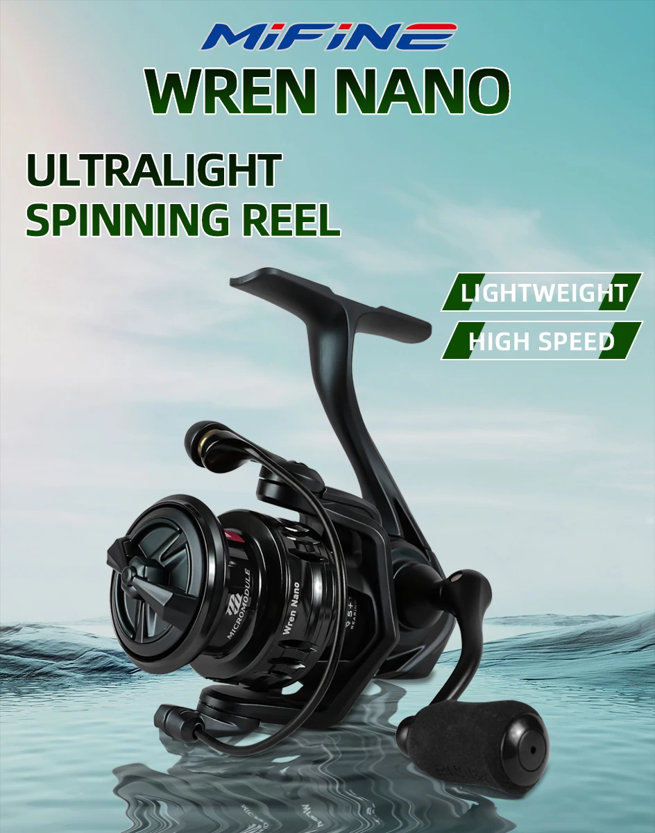 Mifine WREN NANO ULTRALIGHT SPINNING REEL Größe 800/1000 Hochgeschwindigkeits-Übersetzungsverhältnis 5,2:1 Max Bremskraft 4KG 5+1BB Angelrolle Forelle Barsch – Detail 1