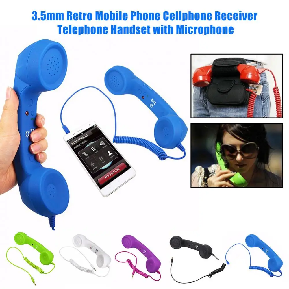 3.5mm Telephone Receivers with Microphone Universal Adjustable Volume Smart Phone Handset Earphone Telephones Receiver Kids Toys