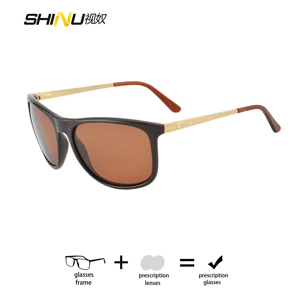 

SHINU Brand Classic Sun Glasses Men LuxryVintage Acetate Polarized Sunglasses Myopia Lens Driving Eyewear Fishing Eyeglasses
