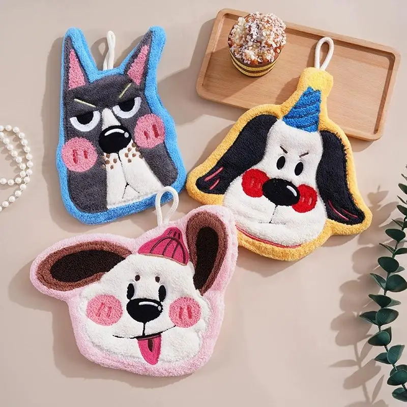 

Soft And Cute Puppy Hand Towel Hanging Type Absorbent Quick Drying Towel