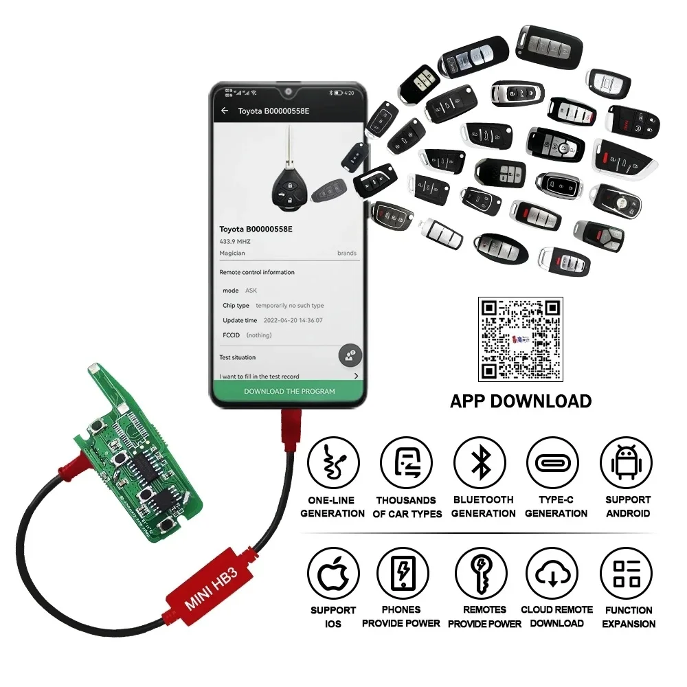 JYGC Magic Cable MINI HB3 Key Generator Support Android IOS Generate JMD Remote Normal or Electronic Key