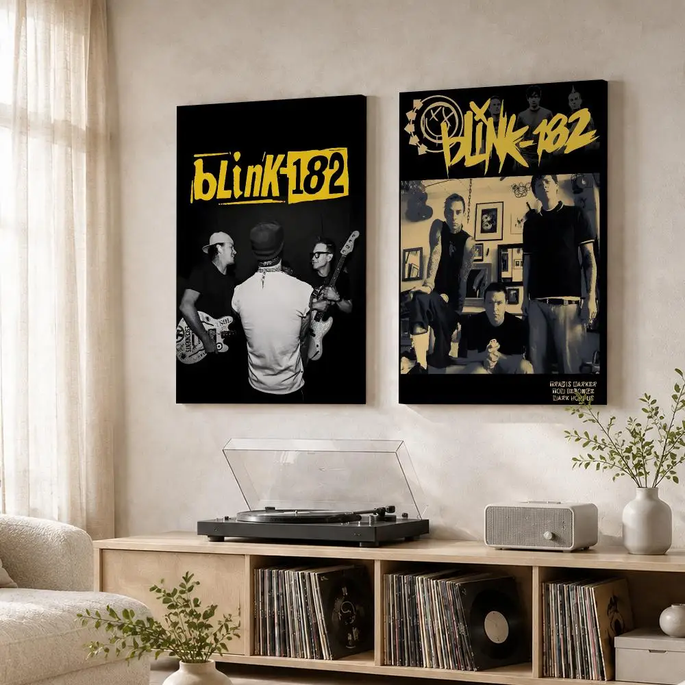 Rock Band B-Blink 182 Framed Wall Painting Wood Canvas Poster For Living Room Bedroom Hallway Office Home Decor Gift