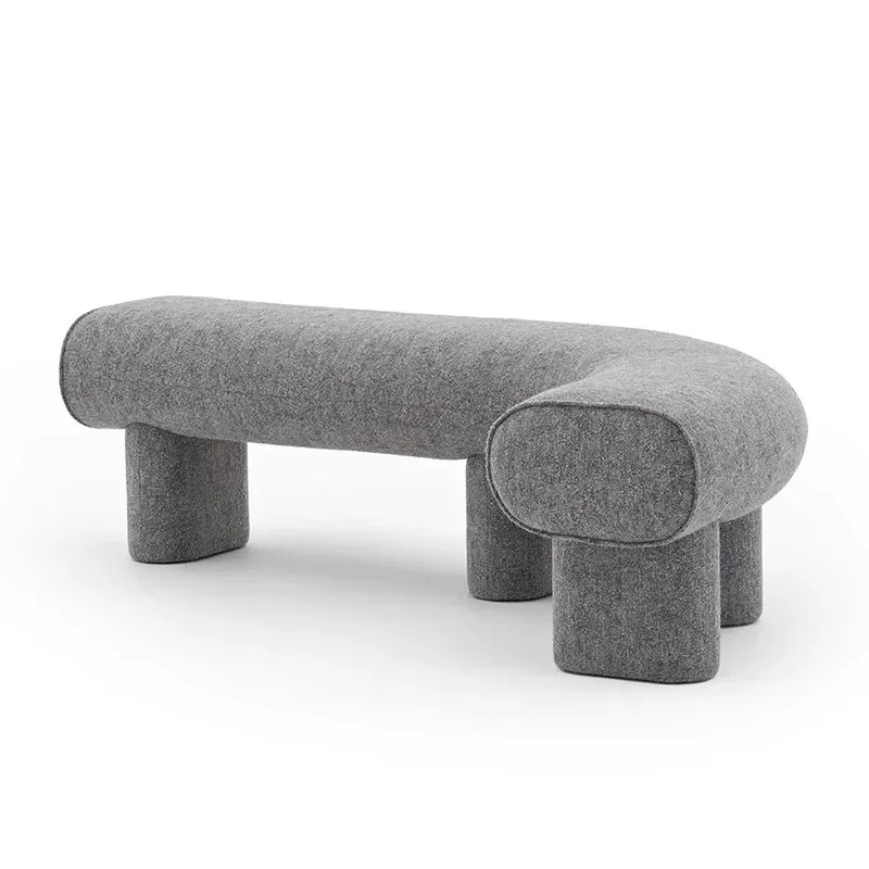 

Fabric bench swirling, soft bag pad light luxury high-end, bed and breakfast hotel cotton and linen shoe changing stool