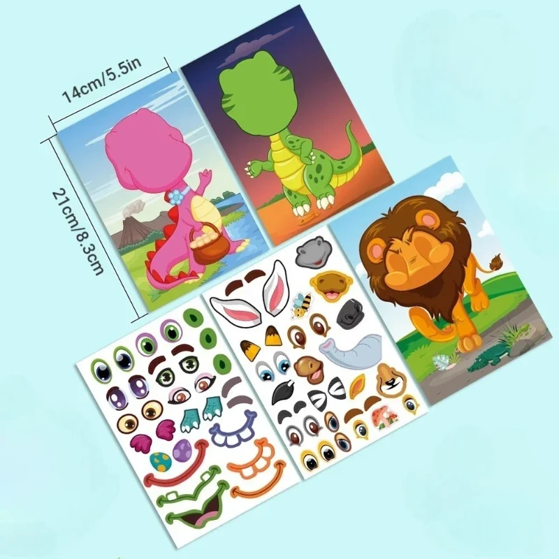Bébé Montesori jouet bricolage Puzzle autocollants faire des animaux visage drôle assembler début éducatif visage changeant autocollant pour enfant en bas âge jouets