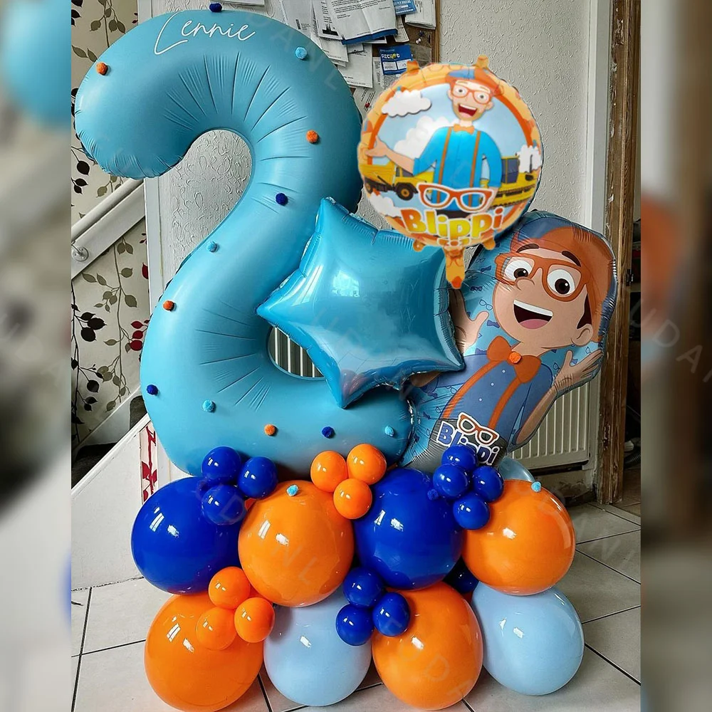 57PCS Blue BLIPPi-themed Birthday Party Balloon Column 32 