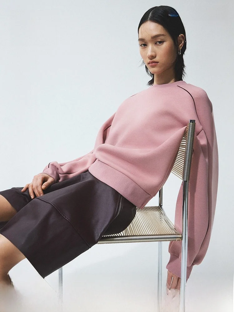 

Женская толстовка H&M из ткани Air Layer: модная летняя новинка, повседневный стиль, длинный рукав, свободный крой, комфортная, полиэстер