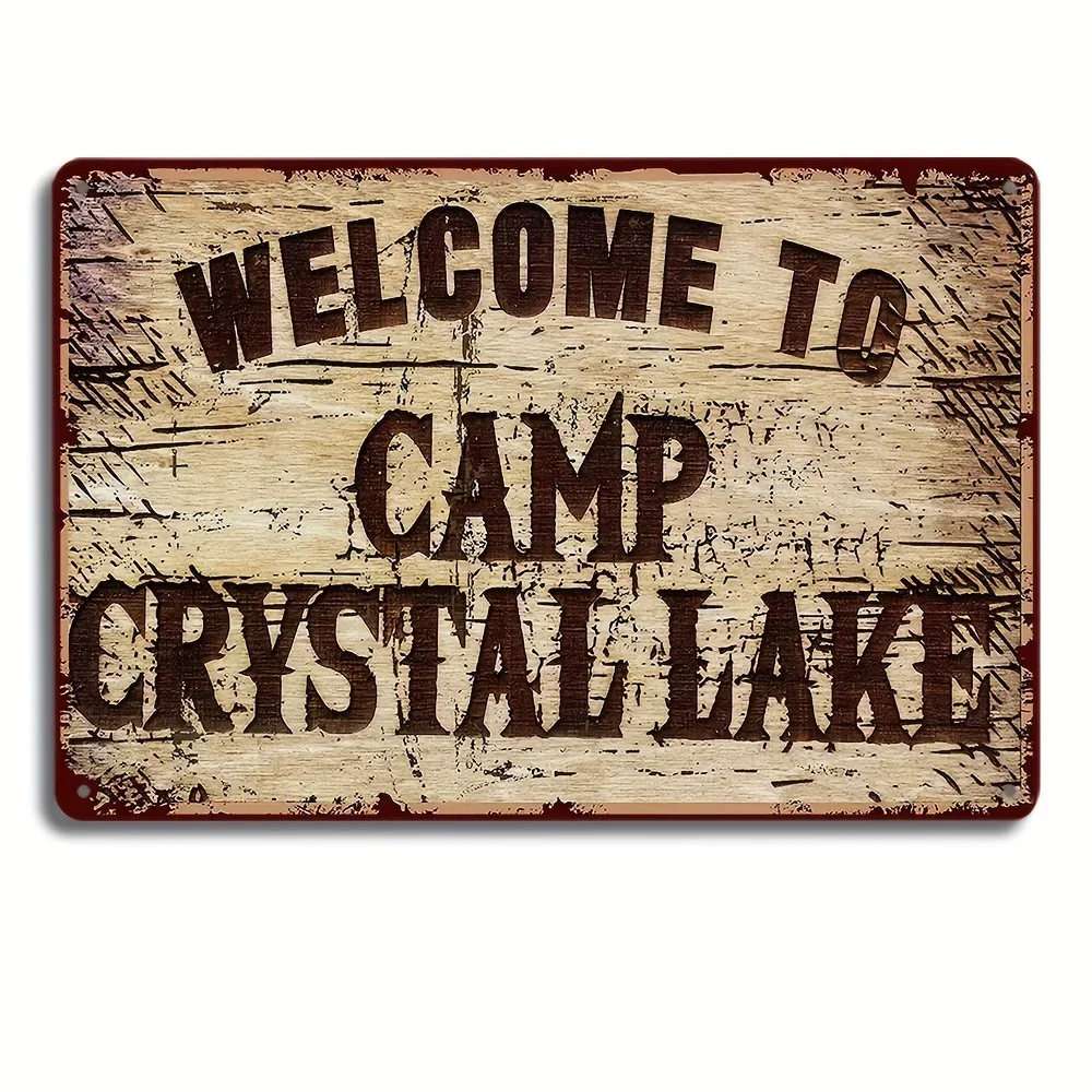 

Welcome To Camp Crystal Lake Metal Tin Sign Horror Movie Vintage Plaque Home Room Sence Bar Wall Decor, Water-proof, Dust-proof