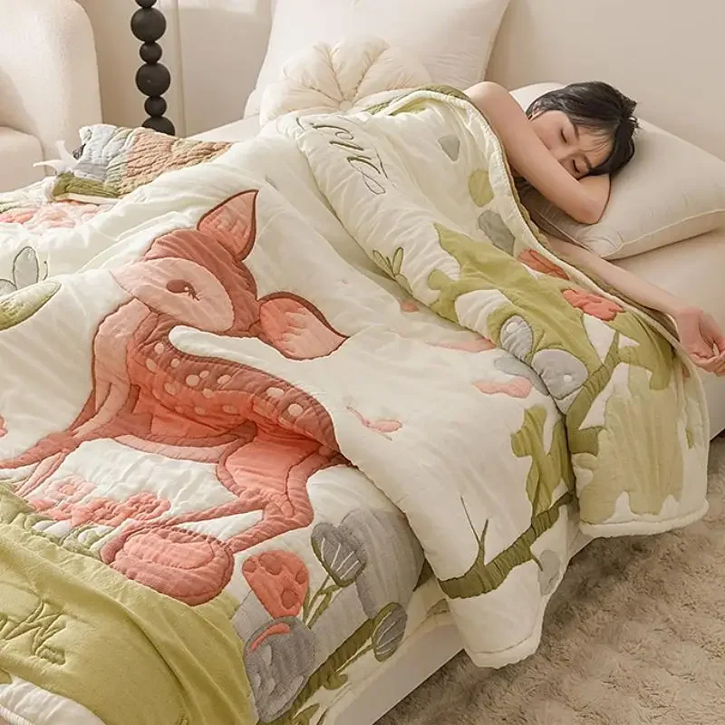 10-Layer 100% Cotton Gauze Blanket - A-Class Baby Kids Towel Quilt for All Season, Thickened Children's Lightweight Bedspread