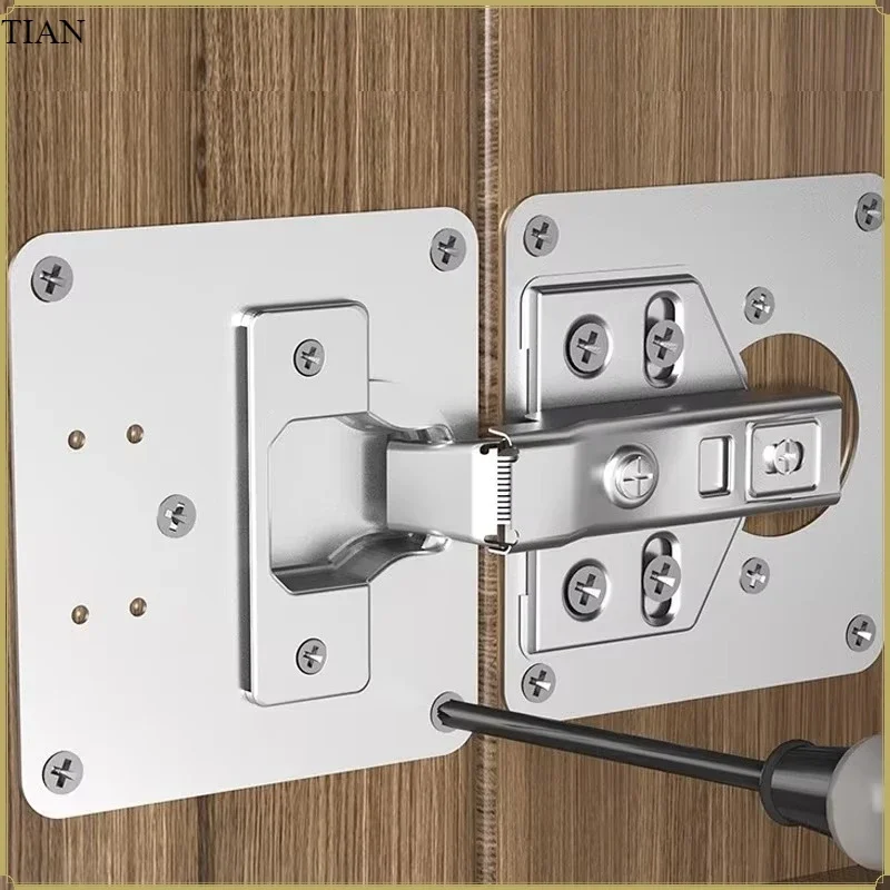 Stainless Steel Cabinet Door Hinge Repair Plate Cabinet Door Hinges Mounting Plate Kit with Screw Furniture Hardware Tools