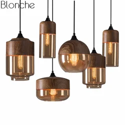 Modern Loft Retro Glass Pendant Lights Dining Room Kitchen Vintage Iron Hanging Light Fixtures Industrial Lamp Home Decor E27