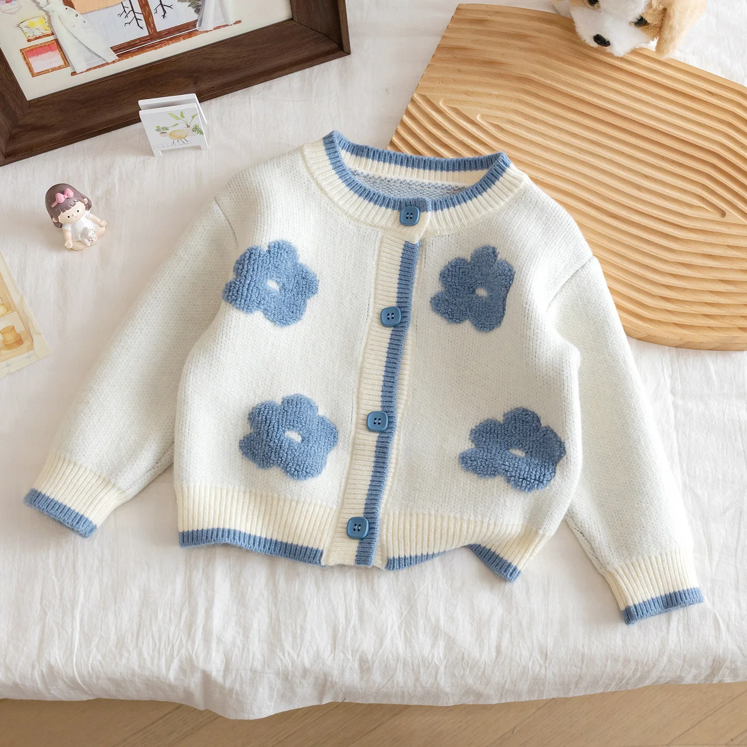 Girls Sweaters Spring Autumn Children Knitted Coats Tops Kids Woolen Jersey Sweater Outerwear Clothes For Baby Casual Yackets 6Y