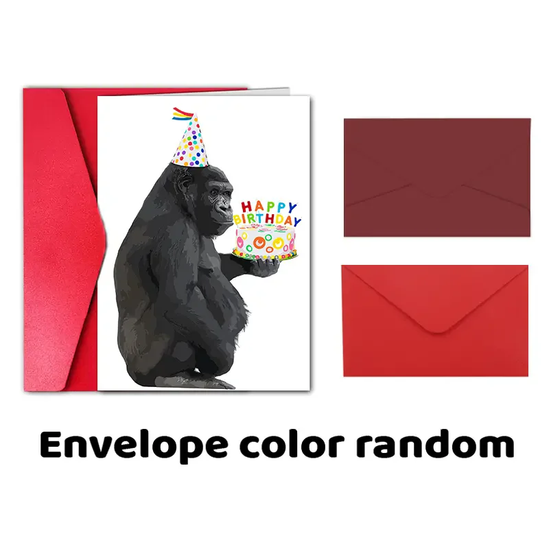 1 pc fun birthday card, creative gorilla cake pattern greeting card, the best gift for friends and family