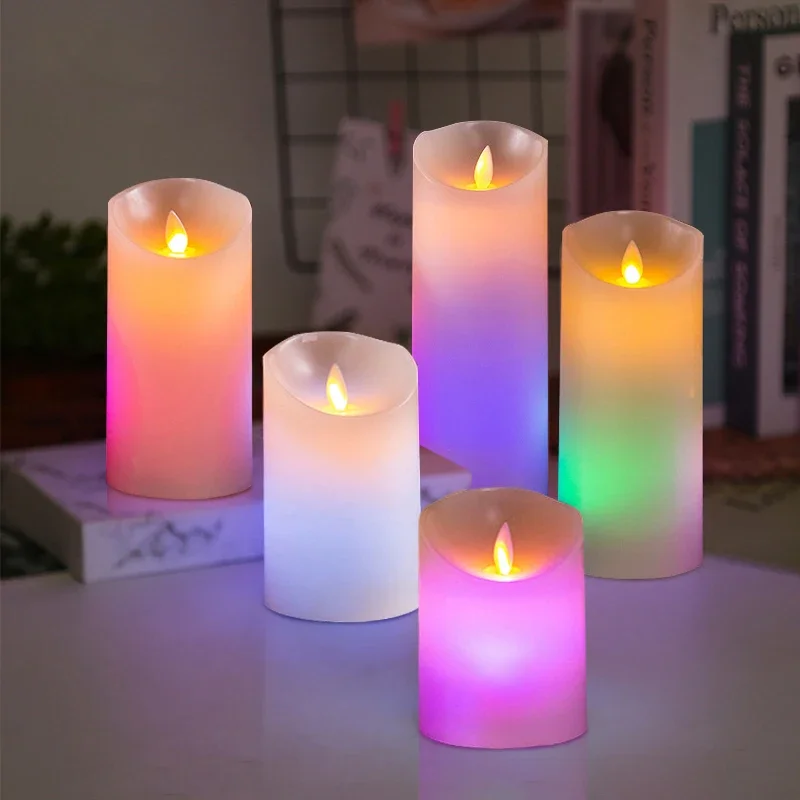 LED Multi Colored Flameless Candle with Remote Control Timer Realistic Wax Color Changing Candle Battery Operated Candle