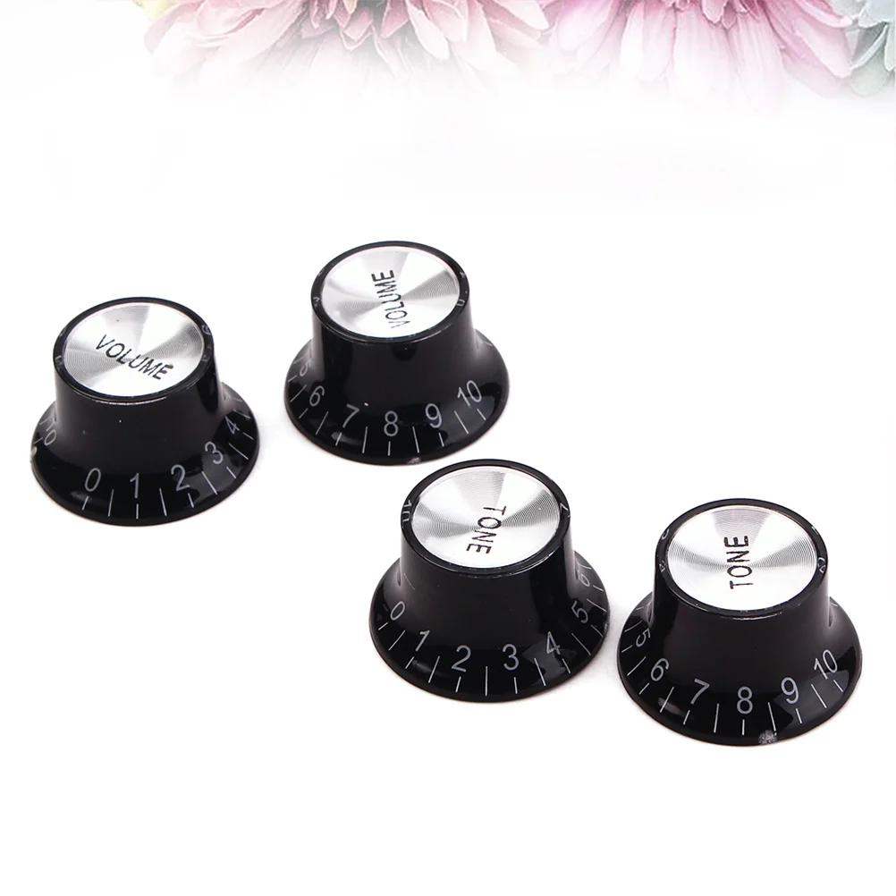 4 قطعة الألومنيوم الاكريليك الغيتار حجم المقبض غطاء 2 حجم 2 لهجة التحكم ل الكهربائية باس استبدال أجزاء مقابض الغيتار غطاء #1