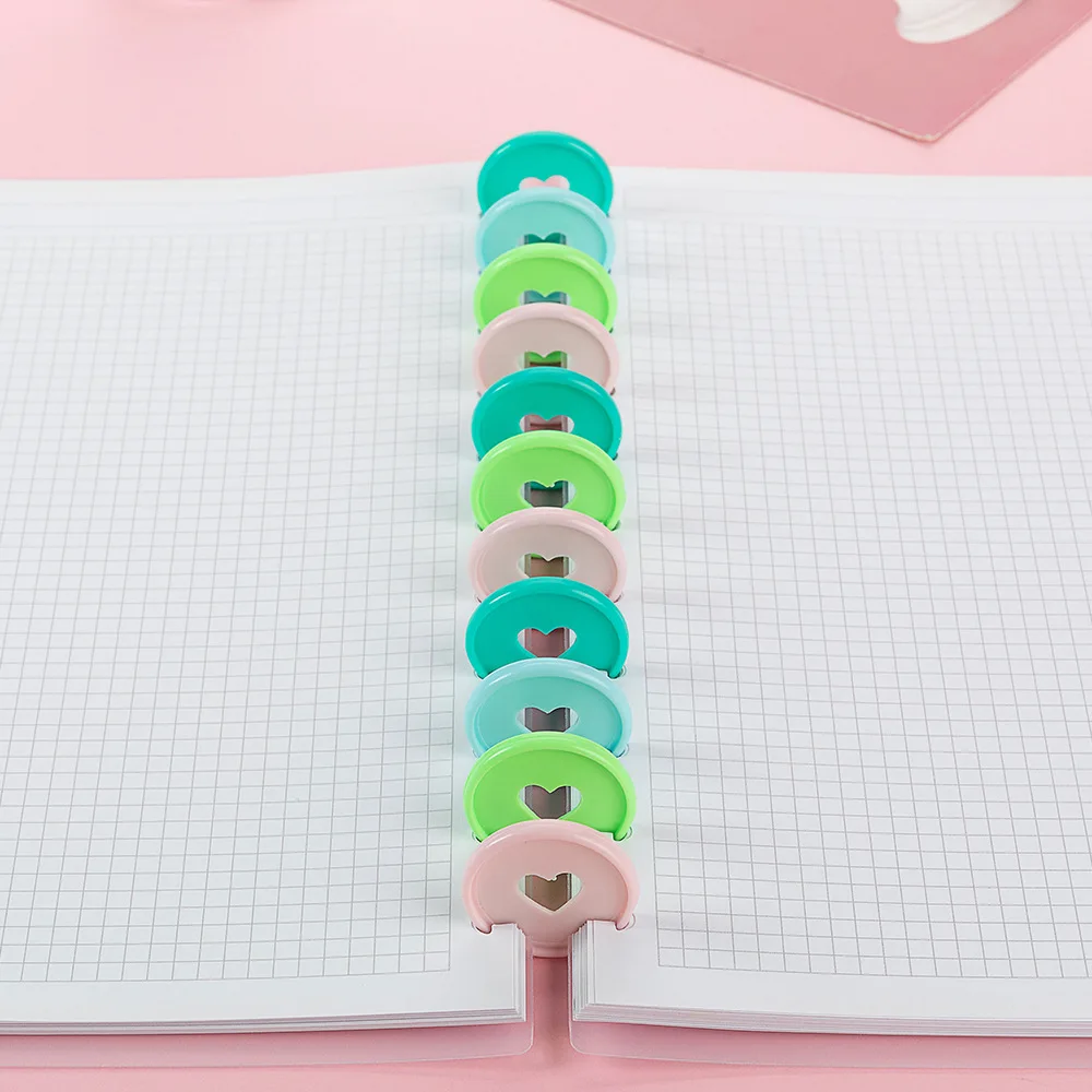 

80Pcs 28mm Love Heart Notebook Loose-leaf Discs Loose-leaf Plastic Rings Discbound Discs Button Ring Binder Office Supplies