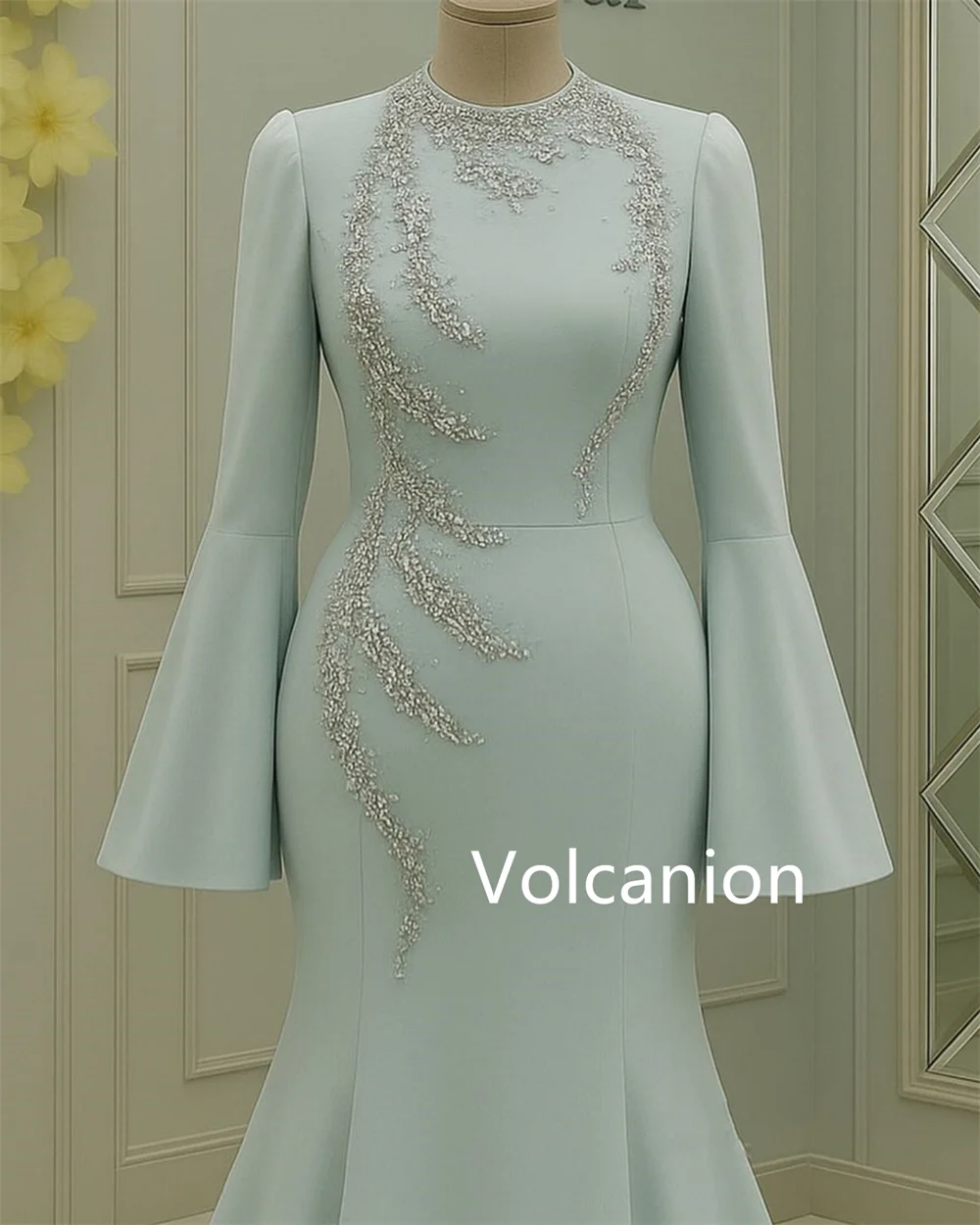 Abiti lunghi con collo alto a sirena con paillettes in jersey personalizzato Occasioni su misura da ballo di fine anno Qualità formale ed elegante
