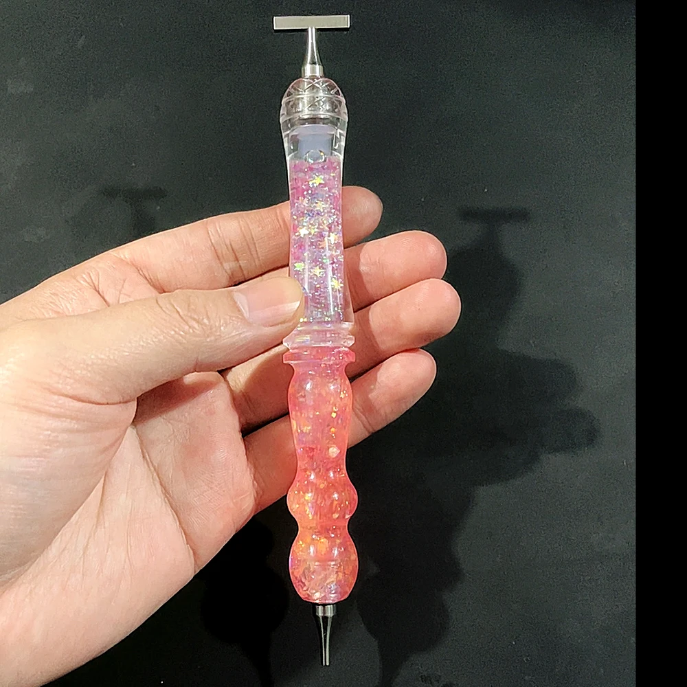 HOMFUN Glanzende Quicksand Diamond Painting Pen, Kleurrijke borduurwerk gereedschap met schroefdraad, metalen schroefdraad tips accessoires