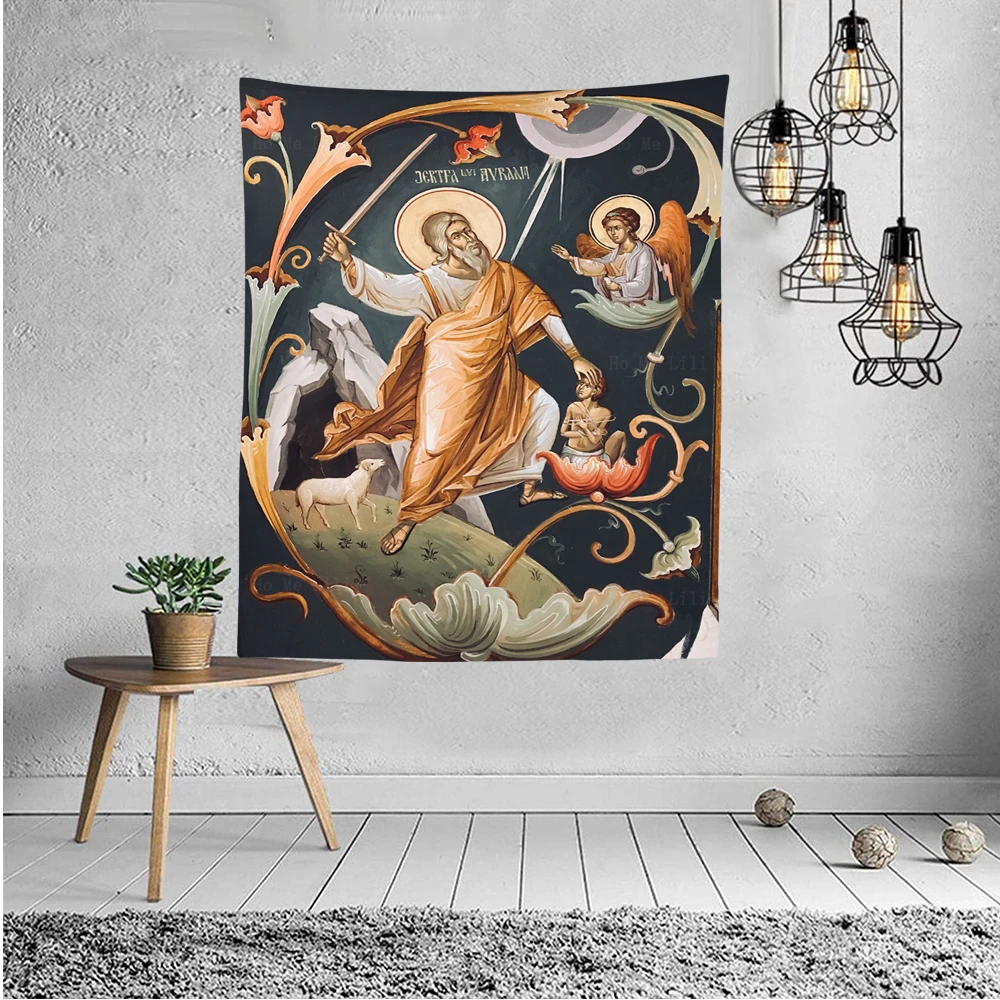 Saint Abraham Prodigal Son Icon Stairs Leading To God Romanian Orthodox Byzantine Art Tapestry By Ho Me Lili Livingroom Decor