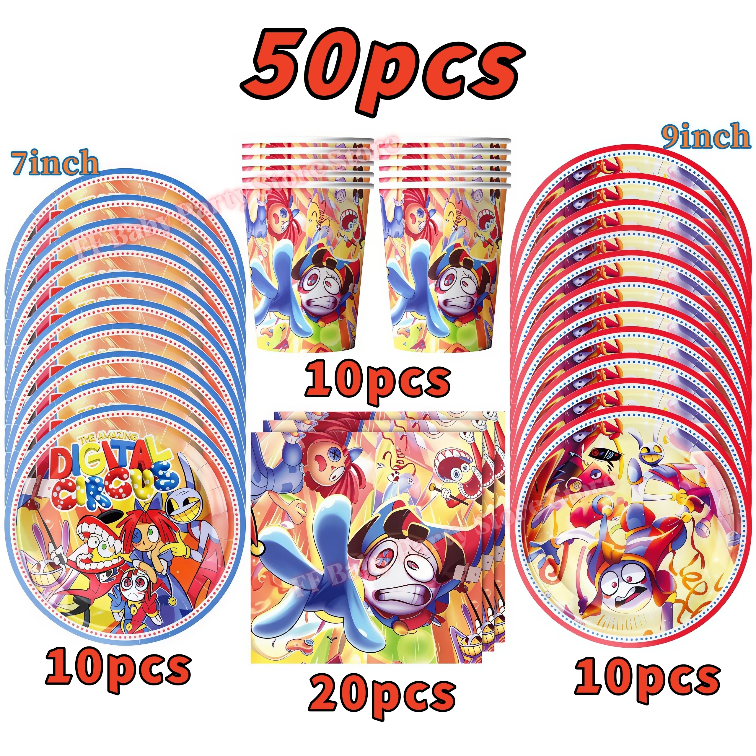 Erstaunliches Tischgeschirr Geburtstagsparty-Dekoration Digitales Zirkus-Ballon-Teller-Becher-Banner-Set Kinder-Geschenk Baby-Shower-Partyzubehör – Detail 22