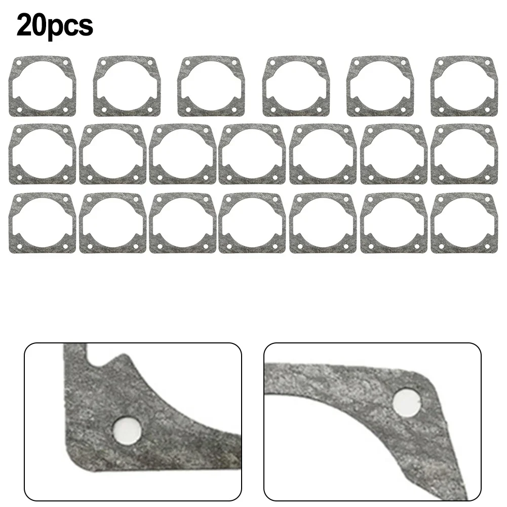 High Quality Brand New Cylinder Gaskets Oil Saw Accessories Paper 20 Pieces 42*48mm Chainsaw Cylinder Gaskets Easy Installation