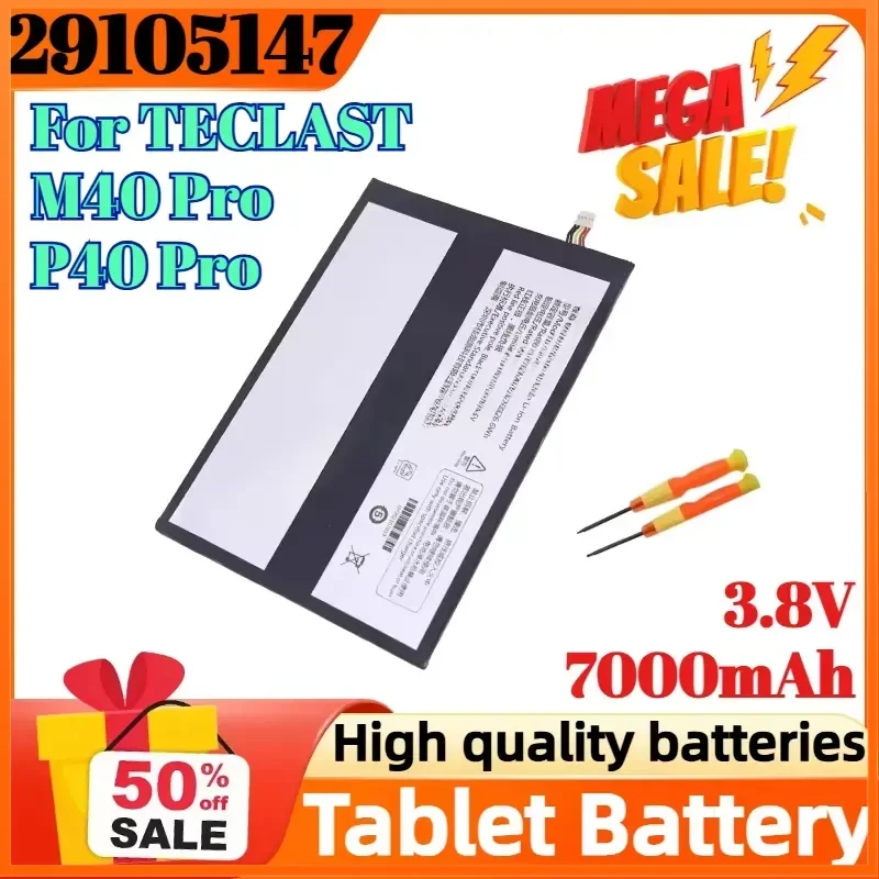 

3.8V 7000mAh Battery 29105147 for TECLAST M40 Pro P40 Pro Tablet Built-in Battery