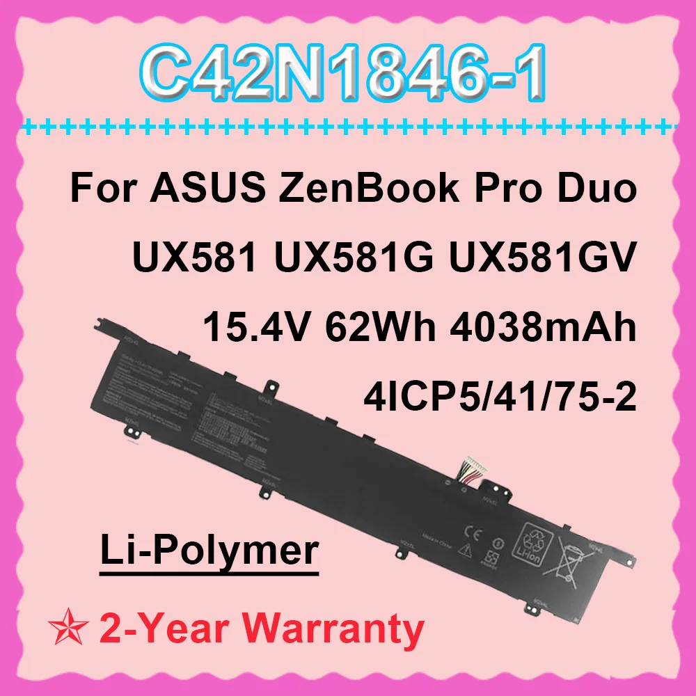 

DODOMORN для Asus ZenBook Pro Duo UX581 UX581G UX581GV серии C42N1846-1 4ICP5/41/75-2 15,4 В 62 Втч 4038 мАч аккумулятор для ноутбука