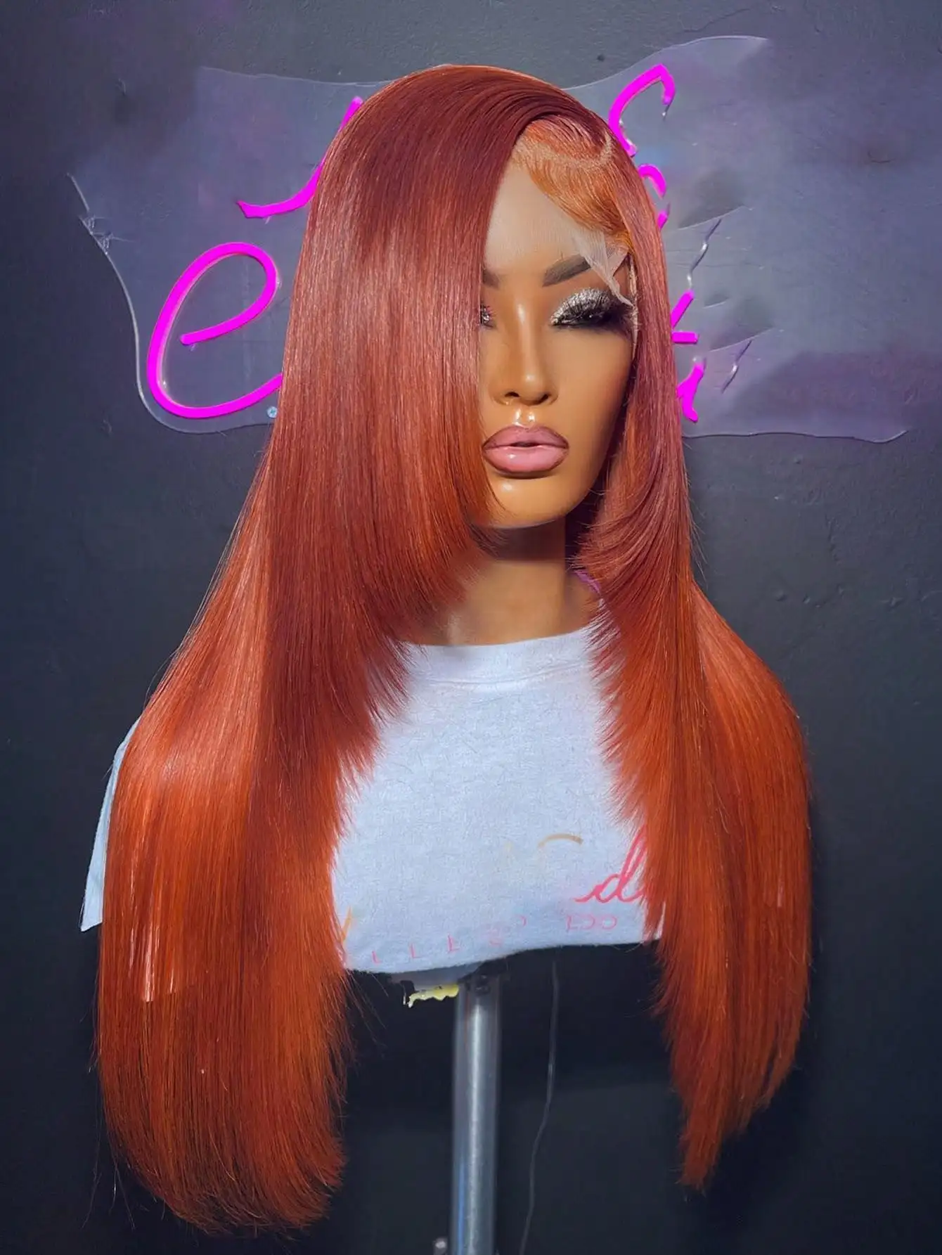 34-дюймовые рыжие оранжевые 13X4 парики из натуральных волос на кружеве спереди, бразильские предварительно выщипанные с детскими волосами, 200% длинные прямые человеческие волосы