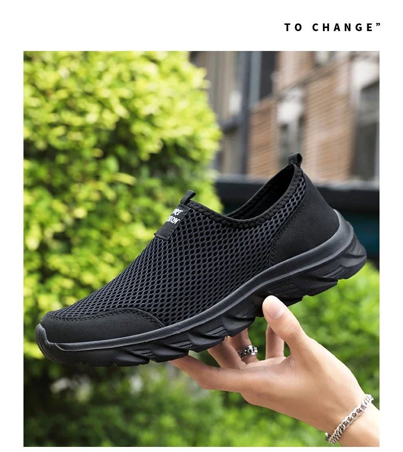 Summer Mesh Casual Shoes For Men Breathable Low-cut Men's Running Shoes Outdoor Non-slip Lightweight Sneakers Man Slip-on Shoes