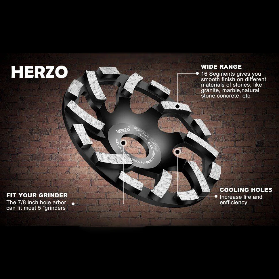 Imagem -04 - Herzo Hso5.1e Disco Abrasivo Moedor 125 mm Roda de Copo de Moagem Diamante