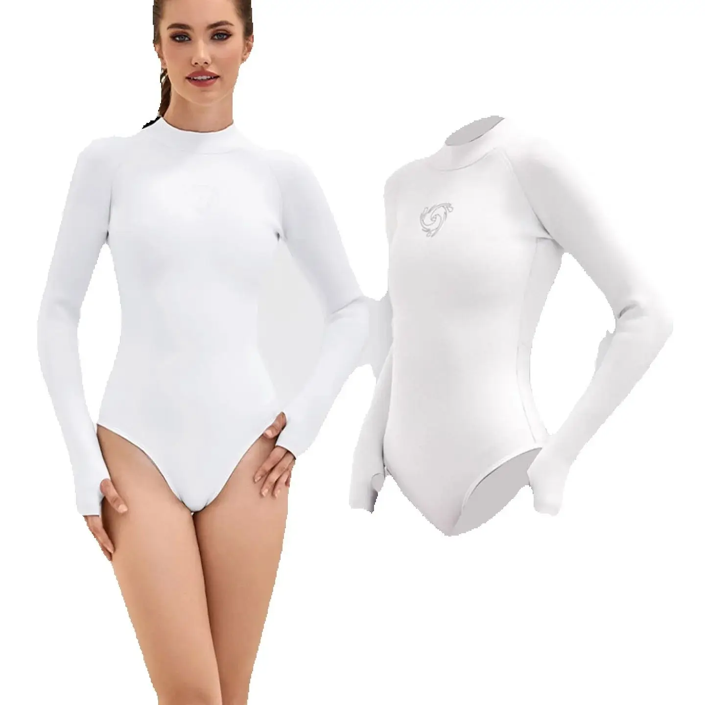 Elastic CR 2.5mm Neoprene Bikini Wetsuit Women Long Sleeve Skin Diving Suit Sun-proof Surfing Snorkeling One Piece Swimwear