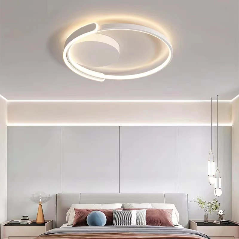 Modern Led Ceiling Light The Bedroom Black White Square Ring lamp Living Room Study Nursery Indoor Decoration Lighting Fixture