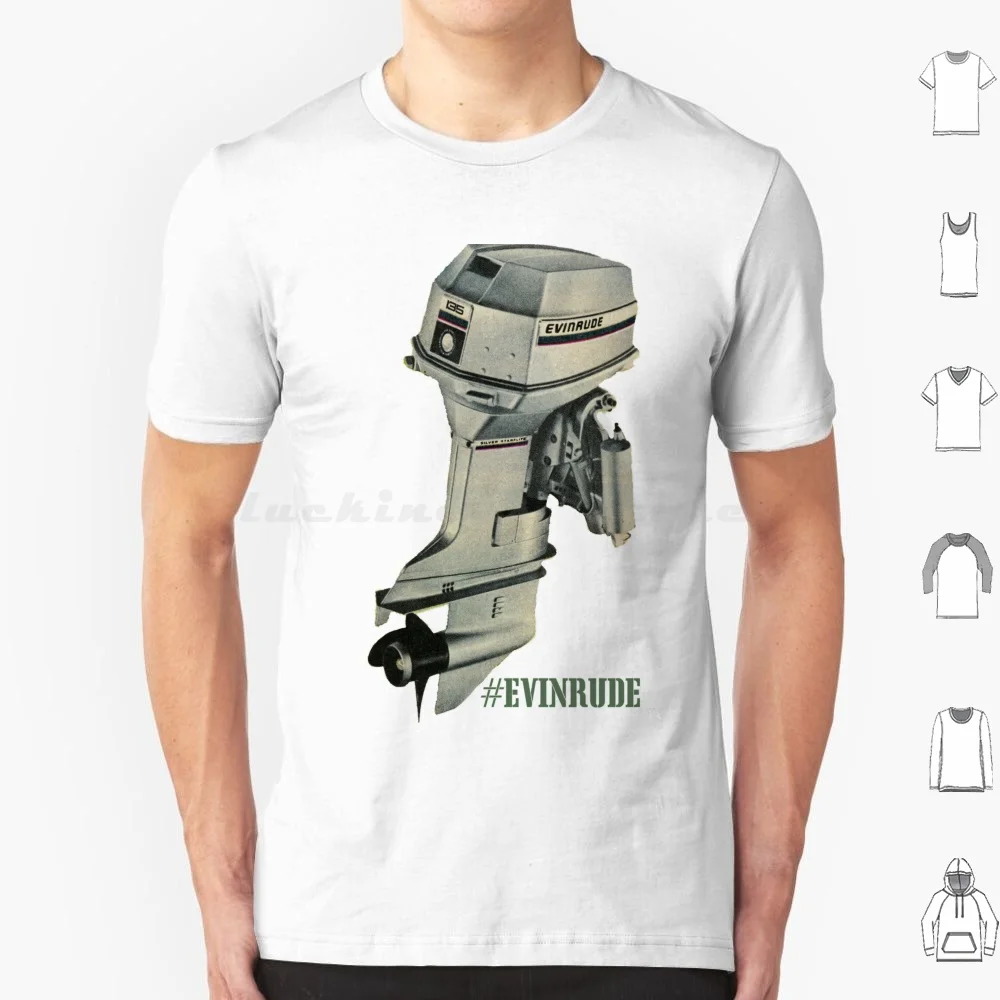 El fueraborda clásico de los años 70. Camiseta Evinrude talla grande 100% algodón barco motor fueraborda Tinny Evinrude Motor Ski Skiff 1970s