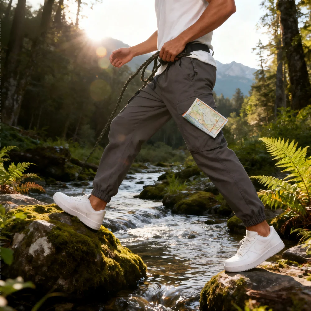 

Мужские сверхмощные брюки-карго с эластичной резинкой на талии и карманами с несколькими раскладывающимися карманами для спортзала на открытом воздухе, свободные модные рабочие брюки