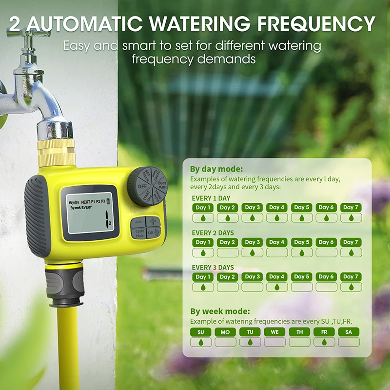 Automatic IRRIG System Garden Water Timer With 3 Separate Timing Programs Waterproof Irrigation Controller