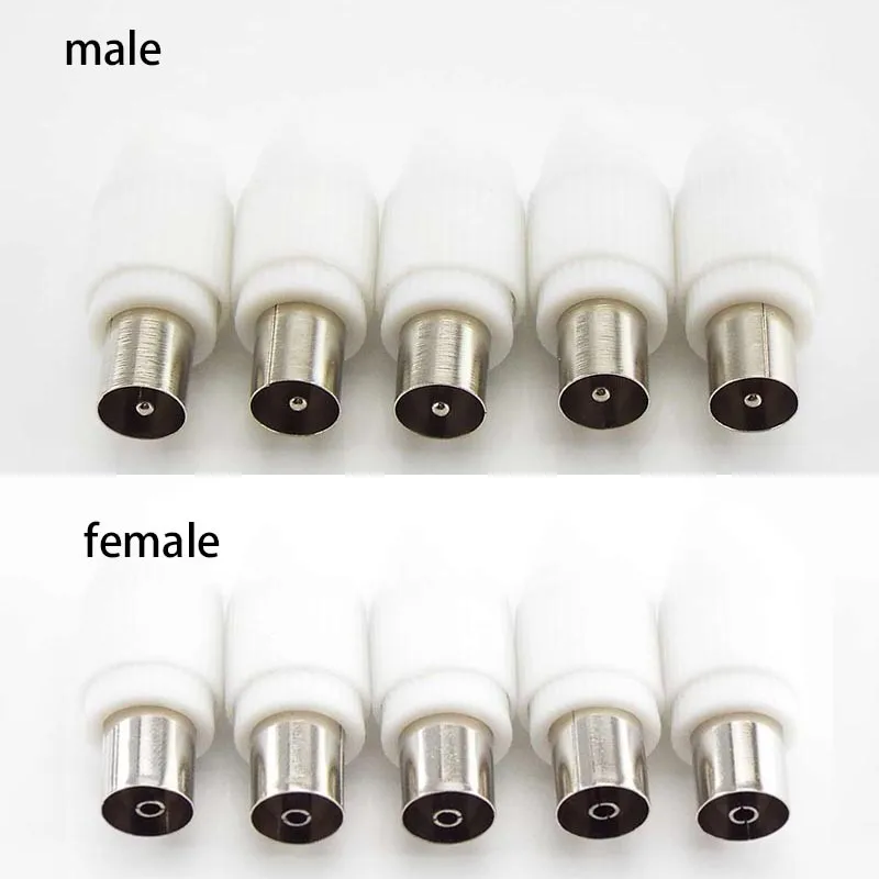 75-5 Free Welding RF Television Male Female Plug 9.5 TV RF Terminal Antenna Connector White Colour 9.5 Video Plug Adapter B1