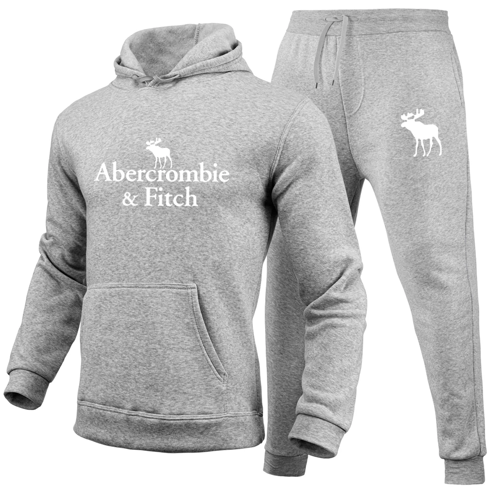 Abercrombie Fitch Men Sports Suits Fashion Tracksuit Hoodies+Pants Two Pieces Sets Running Casual Sweatshirts Sweatpa