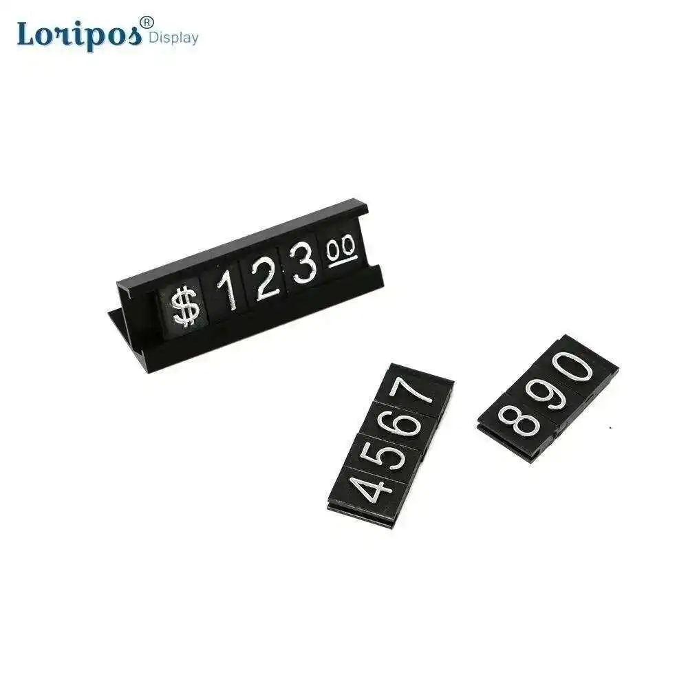 16 Set Golden Adjustable Number Letter And Base Price Display Counter Stand Label Metal Ground Arabic Numbers Combined Price Tag
