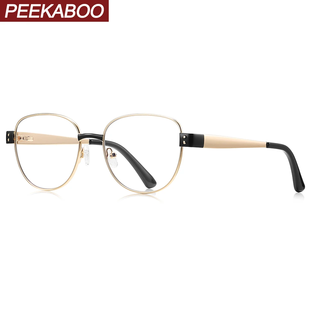 

Peekaboo женские очки с фильтром синего света, квадратные металлические очки в стиле ретро, оправа для очков, женские прозрачные линзы, черное золото, леопардовое украшение