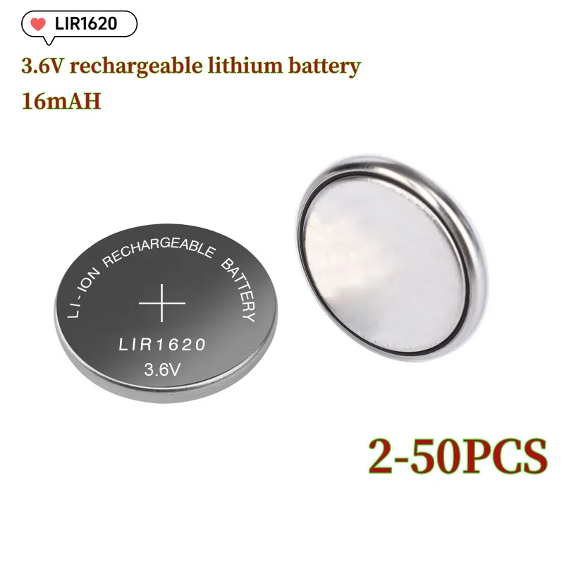 2-50PCS LIR1620 1620 batteries 3.6V rechargeable battery charging 1620 can replace CR1620