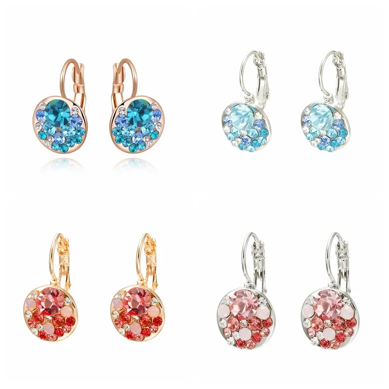 Exquisite Engagement Drop Ear Earrings Yellow Gold Color Round Earrings for Women Bride Wedding Party Jewelry Gifts Wholesale