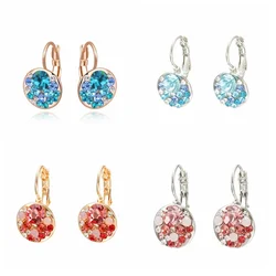 Exquisite Engagement Drop Ear Earrings Yellow Gold Color Round Earrings for Women Bride Wedding Party Jewelry Gifts Wholesale