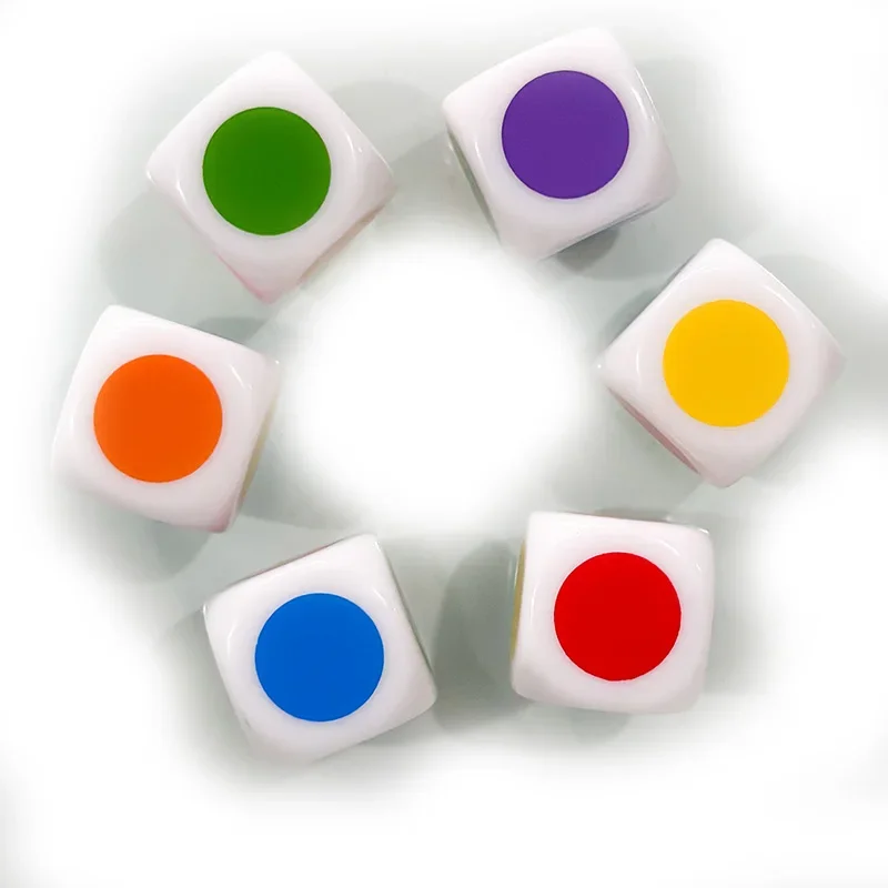 6 / Set of 6-sided Square Corner Color Printed Round Dice Each Side Silk Screen Color Dice Assistant Fun Puzzle Game 16mm