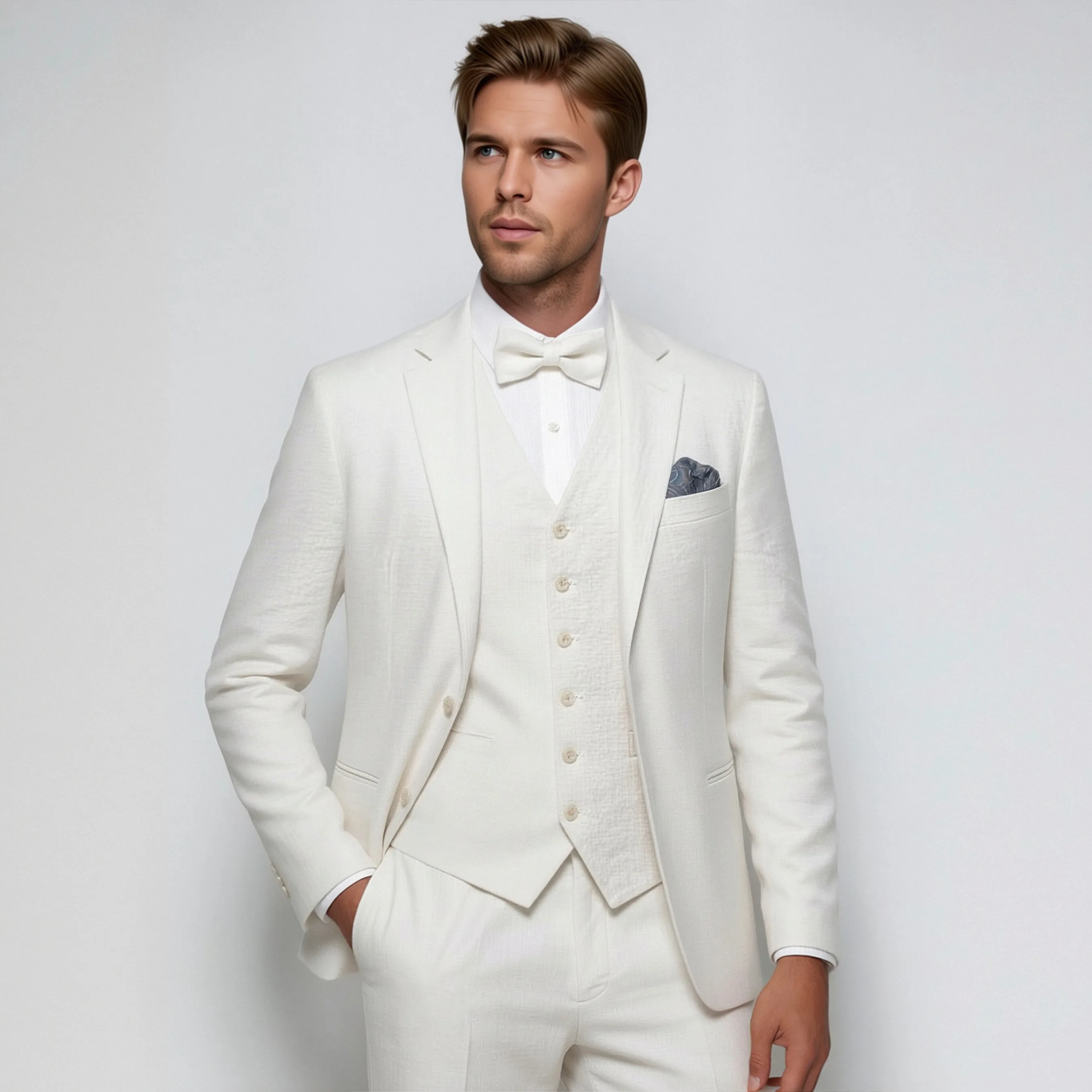 

OPEODLY Men's 3 Piece Tuxedo Suit Slim Fit One Button Blazer Jacket Vest Pants Set for Formal Wedding Business