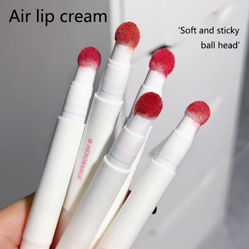 Lucidalabbra ad aria impermeabile e durevole Cuscino in velluto opaco Crema per labbra Crema in polvere per labbra Lucidalabbra bianco naturale da donna