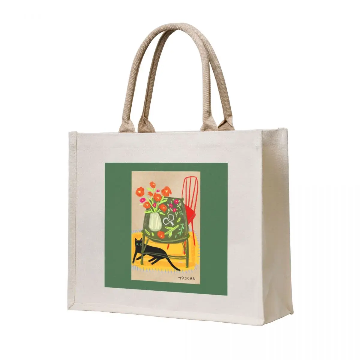 

Flower Shop Kitty Cat Tote Bag large tote bag Women's bags university shopper bag