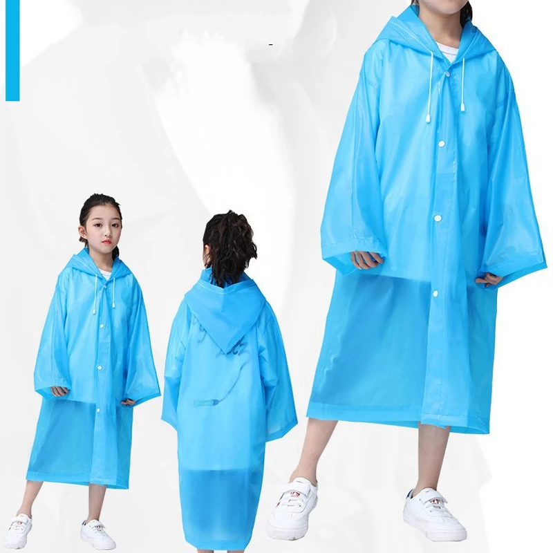 Fashion EVA Children Adult Raincoat Kid Adult Thickened Waterproof Rain Coat Girl Boy Outdoor Hiking Travel Reusable Rain Jacket