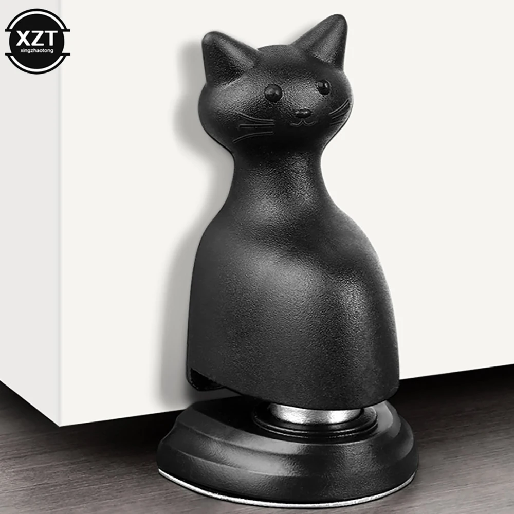 1PC Cat Shape Magnetic Door Stopper Non-punch Door Holder Wind-proof Stop Door Anticollision Door Hardware with Adhesive Sticker