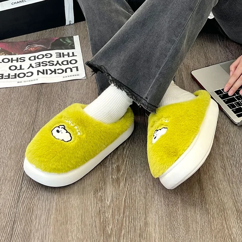 Winter Cotton Bear Plush Slippers Women Indoor Outdoor Wear Soft Thick Non-slip Warm Cute Design Fashion Versatile
