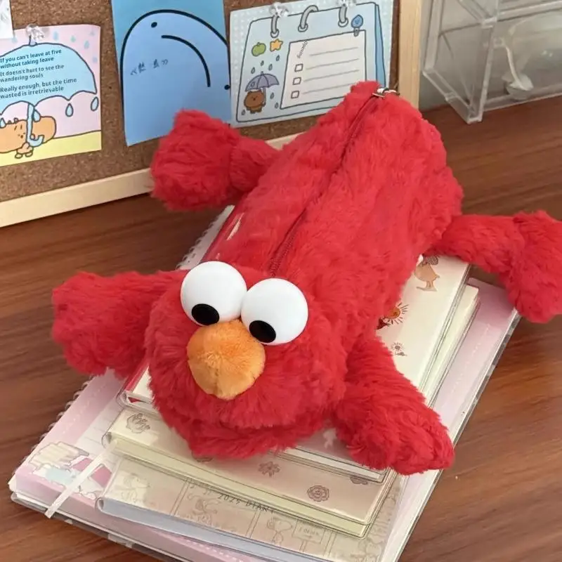 New Red Mockingbird Plush Pencil Case Student Stationery School Supplies Kawaii Doll Back To School Storage Bag Pen Stationery